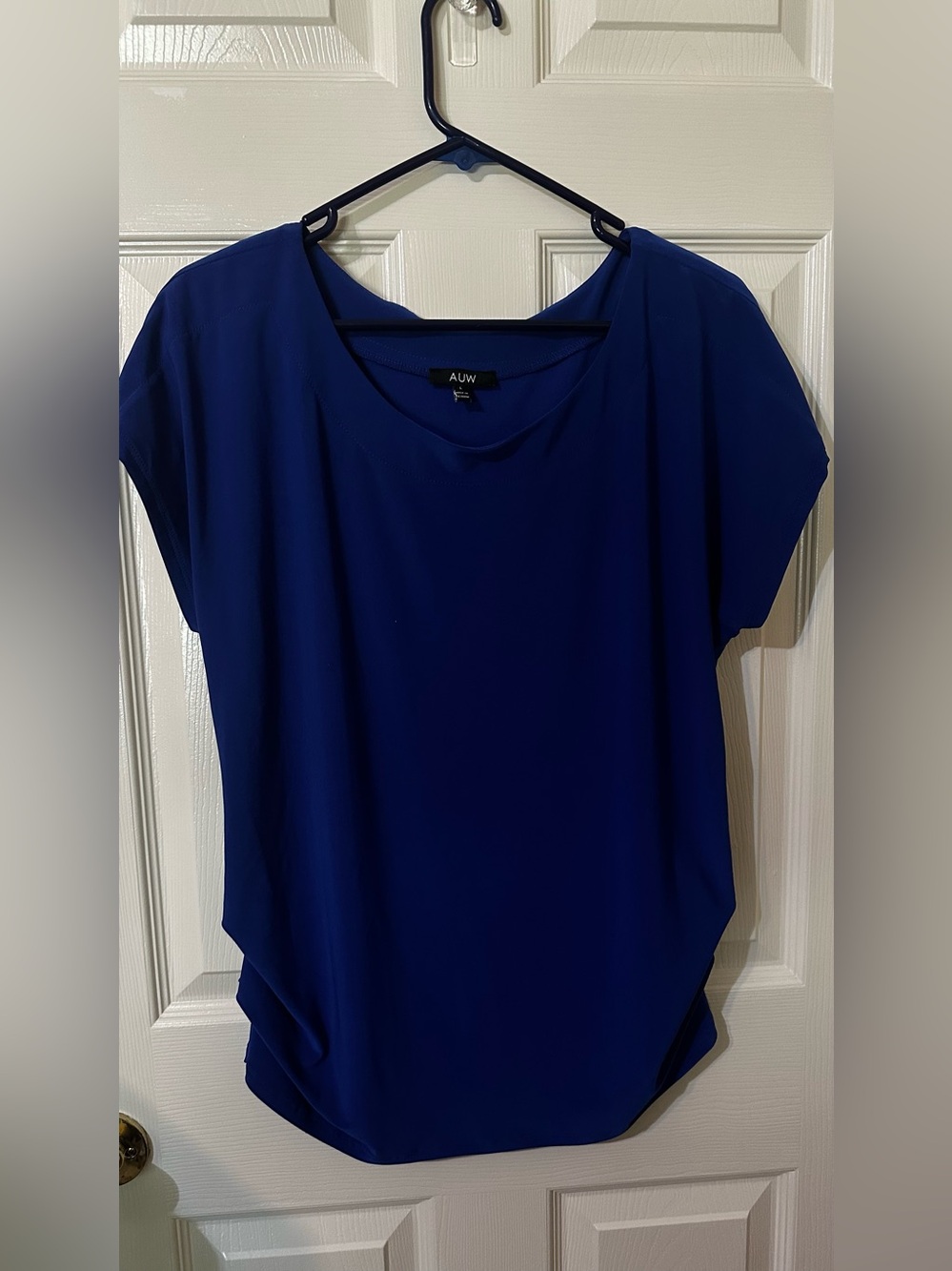 AUW Women's Deep Royal Blue Short Sleeve Blouse